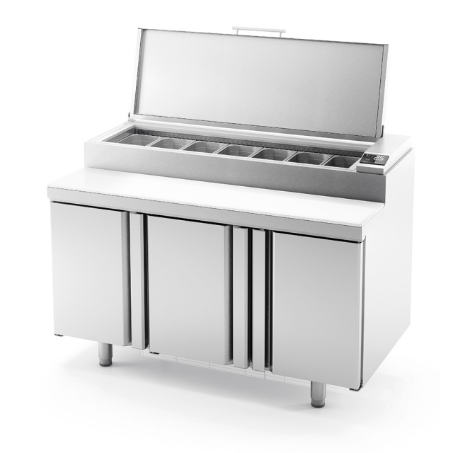Masa rece ingrediente INFRICO MEV 1500 cu 3 usi, capacitate 400 litri, temperatura 0ºC/+6ºC, inox