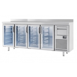 Masa rece bar INFRICO FMPP 2500 CR, cu 4usi din sticla, capacitate 690 litri, temperatura +2º/+6ºC, inox