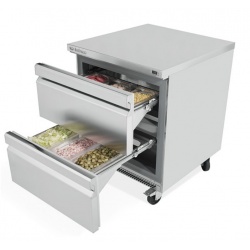 Frigider profesional orizontal INFRICO UC 27 2D cu 2 sertare, pozitionare sub tejghea, capacitate 200 litri, -2ºC / +8ºC, inox