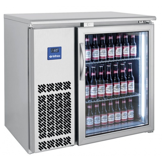 Vitrina frigorifica de bar INFRICO ERV36IIGD cu 1 usa, capacitate 162 litri, temperatura 0ºC / +6ºC, inox