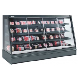 Vitrina frigorifica expunere INFRICO SML12DGM1, latime 125 cm, rafturi drepte, -1ºC / +5ºC, negru