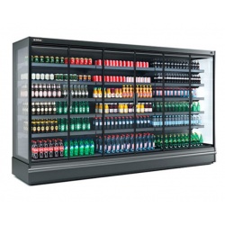 Vitrina frigorifica expunere supermarket INFRICO MN18DGM0, latime 187.5 cm, rafturi drepte, -1ºC / +4ºC, negru