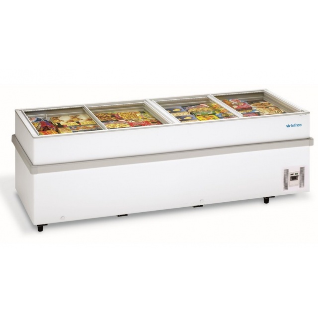 Lada frigorifica supermarket INFRICO IL 1500 HC, usi glisante sticla, 459 litri, refrigerare ventilata, temperatura -18º/ -22ºC