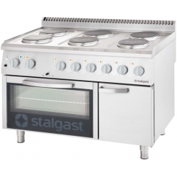 Mașină de gătit electrică 6 plite si cuptor electric convecție STALGAST 9717000 1200x700x850 mm