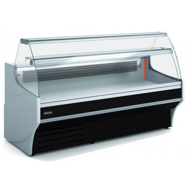 Vitrina frigorifica expunere DOCRILUC VE-9-30-R-TF, sticla curbata, potenta frigorifica 1312 W, 4 usi, +1ºC/ +5ºC