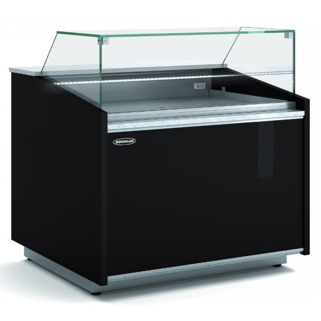 Vitrina frigorifica modulara expunere DOCRILUC VEG-10-10-TF, pentru cofetarie, potenta frigorifica 493 W, cu spatii depozitare