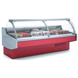 Vitrina frigorifica expunere DOCRILUC VE-12-10-C-TF, sticla curbata, potenta frigorifica 635 W, 1 spatiu depozitare