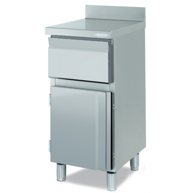 Bufet inox pentru cafeterie DOCRILUC CMC-50-T, modular, cu rebord, fara sertare, 1 hopper zat cafea, 1 usa inox