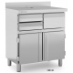 Bufet inox pentru cafeterie DOCRILUC CMC-90, modular, cu rebord, 2 sertare, 1 hopper zat cafea, 2 usi, inox