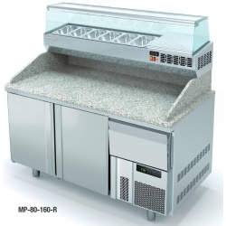 Masa rece pizza DOCRILUC MP-80-160-R, 2 usi, blat granit, capacitate 362 litri, potenta frigorifica 502 W, 0°/+8°C