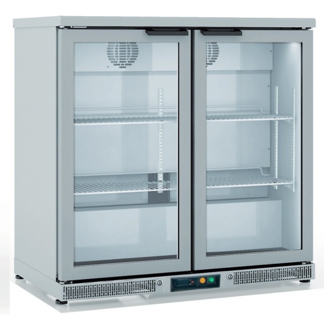 Vitrina frigorifica de bar DOCRILUC EHB-350-LI, 3 usi, capacitate 305 litri, potenta frigorifica 418 W, +4ºC/ +8ºC, argintiu