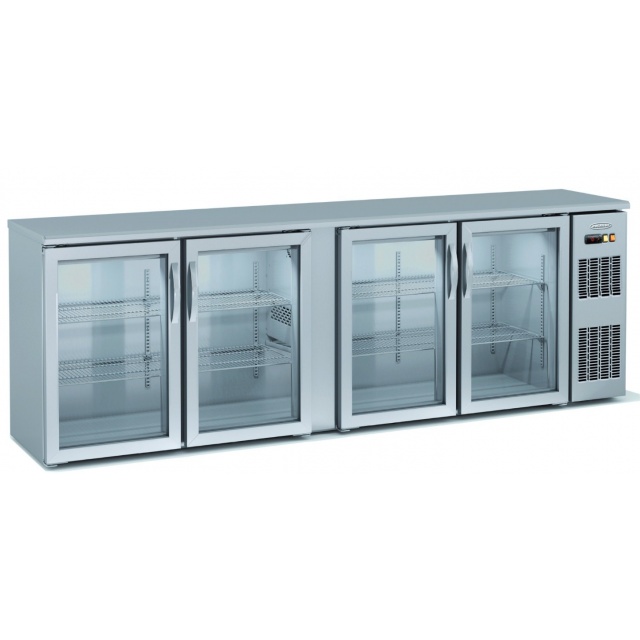 Vitrina frigorifica de bar DOCRILUC DSBIE-150, 2 usi, capacitate 325 litri, potenta frigorifica 845 W, +4ºC/+8ºC, inox