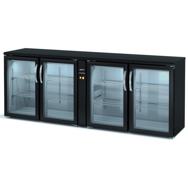 Vitrina frigorifica de bar DOCRILUC DSBE-200, 3 usi, capacitate 650 litri, potenta frigorifica 845 W, +4ºC/+8ºC, negru