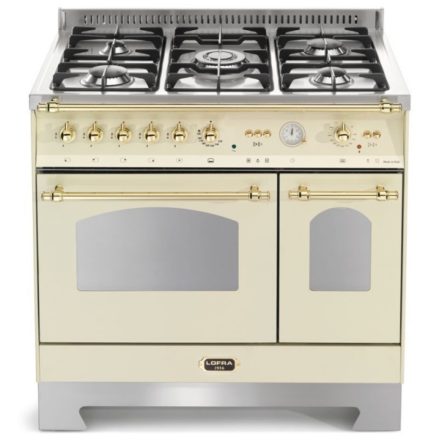 Aragaz Lofra Dolcevita RBIG96GVGT/CI, 90x60 cm, gaz, 5 arzatoare, grill, aprindere electronica, timer, crem