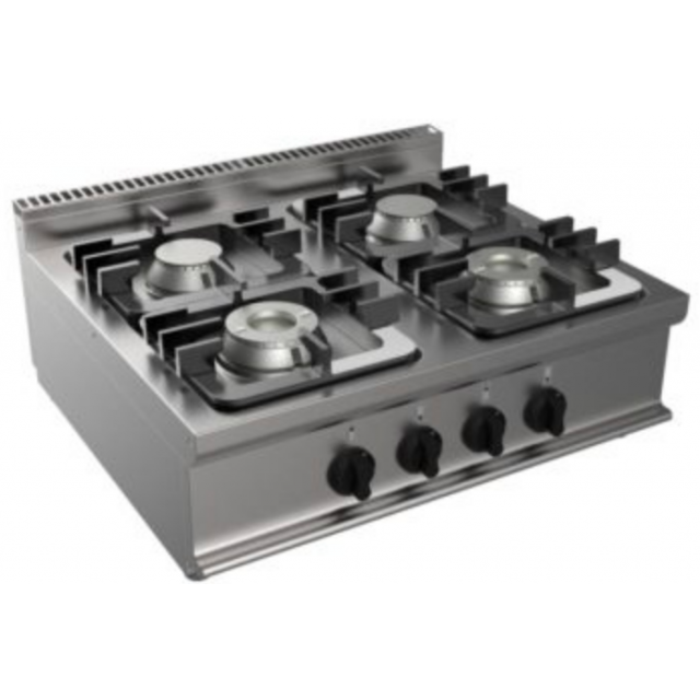 Aragaz profesional gaz CASTA P7/CUPG4BB.2M2G cu 4 arzatoare 700x700x305h