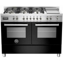 Aragaz Bertazzoni Profesional PRO1206GMFEDNET, 120x60 cm, gaz, 6 arzatoare, zona Teppan-Yaki, 2 cuptoare electrice, negru