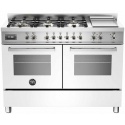 Aragaz Bertazzoni Profesional PRO1206GMFEDBIT, 120x60 cm, gaz, 6 arzatoare, zona Teppan-Yaki, 2 cuptoare electrice, alb