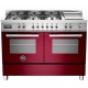 Aragaz Bertazzoni Profesional PRO1206GMFEDROT, 120x60 cm, gaz, 6 arzatoare, zona Teppan-Yaki, 2 cuptoare electrice, rosu