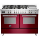 Aragaz Bertazzoni Profesional PRO1206GMFEDVIT, 120x60 cm, gaz, 6 arzatoare, zona Teppan-Yaki, 2 cuptoare electrice, visiniu