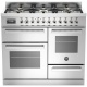 Aragaz Bertazzoni Profesional PRO1206GMFEDXT, 120x60 cm, gaz, 6 arzatoare, zona Teppan-Yaki, 2 cuptoare electrice, inox
