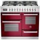 Aragaz Bertazzoni Profesional PRO1006MFETROT, 100x60 cm, gaz, 6 arzatoare, 3 cuptoare electrice, rosu