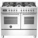 Aragaz Bertazzoni Profesional PRO1006MFEDXT, 100x60 cm, gaz, 6 arzatoare, 2 cuptoare electrice, inox