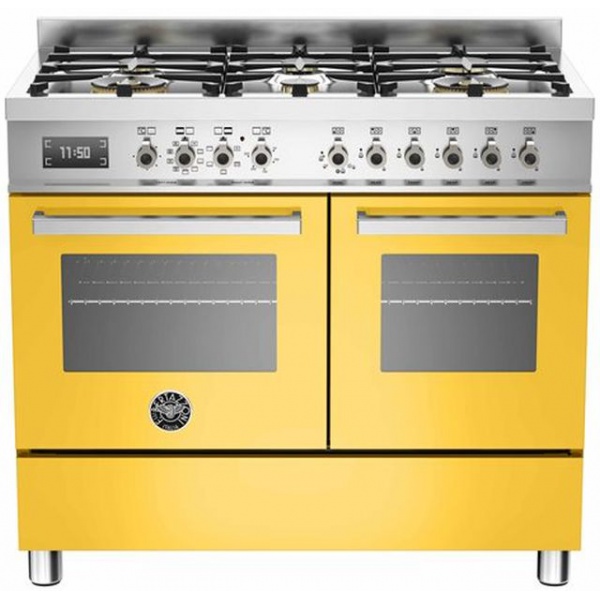 Aragaz Bertazzoni Profesional PRO1006MFEDBIT, 100x60 cm, gaz, 6 arzatoare, 2 cuptoare electrice, alb