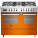 Aragaz Bertazzoni Profesional PRO1006MFEDART, 100x60 cm, gaz, 6 arzatoare, 2 cuptoare electrice, portocaliu
