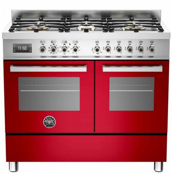 Aragaz Bertazzoni Profesional PRO1006MFEDART, 100x60 cm, gaz, 6 arzatoare, 2 cuptoare electrice, portocaliu
