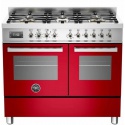 Aragaz Bertazzoni Profesional PRO1006MFEDROT, 100x60 cm, gaz, 6 arzatoare, 2 cuptoare electrice, rosu