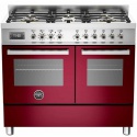 Aragaz Bertazzoni Profesional PRO1006MFEDVIT, 100x60 cm, gaz, 6 arzatoare, 2 cuptoare electrice, visiniu