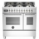 Aragaz Bertazzoni Profesional PRO906MFEDXT, 90x60 cm, gaz, 6 arzatoare, 2 cuptoare electrice, inox