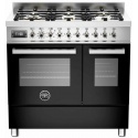 Aragaz Bertazzoni Profesional PRO906MFEDNET, 90x60 cm, gaz, 6 arzatoare, 2 cuptoare electrice, negru