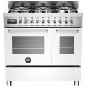 Aragaz Bertazzoni Profesional PRO906MFEDBIT, 90x60 cm, gaz, 6 arzatoare, 2 cuptoare electrice, alb