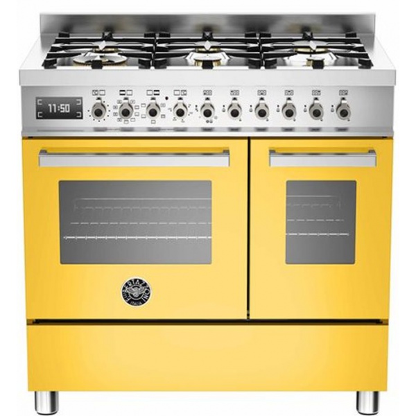 Aragaz Bertazzoni Profesional PRO906MFEDBIT, 90x60 cm, gaz, 6 arzatoare, 2 cuptoare electrice, alb