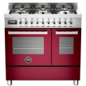 Aragaz Bertazzoni Profesional PRO906MFEDVIT, 90x60 cm, gaz, 6 arzatoare, 2 cuptoare electrice, visiniu