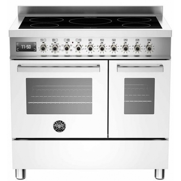 Aragaz Bertazzoni Profesional PRO905IMFEDBIT, 90x60 cm, inductie, 5 zone gatit, 2 cuptoare electrice, alb