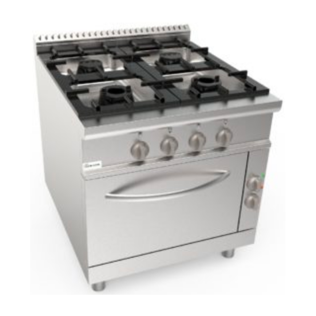 Aragaz profesional pe gaz cu cuptor electric CASTA LQ/CUG4NE.4G 29,6kW 800x900x850h