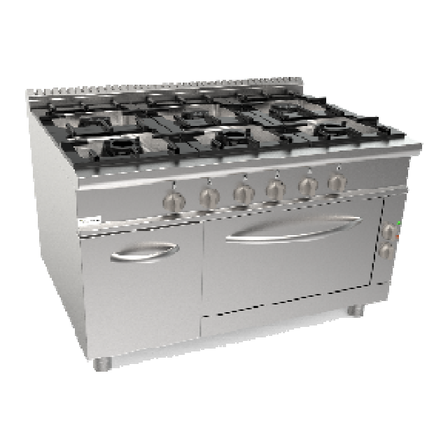 Aragaz profesional pe gaz cu cuptor electric CASTA LQ/CUG6NE.1P2M3G 36,7kW 1200x900x850h