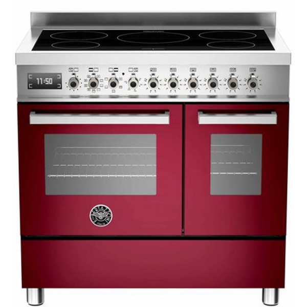 Aragaz Bertazzoni Profesional PRO905IMFEDROT, 90x60 cm, inductie, 5 zone gatit, 2 cuptoare electrice, rosu