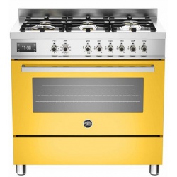 Aragaz Bertazzoni Profesional PRO906MFESBIT, 90x60 cm, gaz, 6 arzatoare, cuptor electric, alb