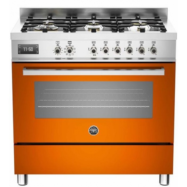 Aragaz Bertazzoni Profesional PRO906MFESGIT, 90x60 cm, gaz, 6 arzatoare, cuptor electric, galben