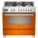 Aragaz Bertazzoni Profesional PRO906MFESART, 90x60 cm, gaz, 6 arzatoare, cuptor electric, portocaliu