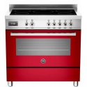 Aragaz Bertazzoni Profesional PRO905IMFESROT, 90x60 cm, inductie, 5 zone gatit, cuptor electric, rosu