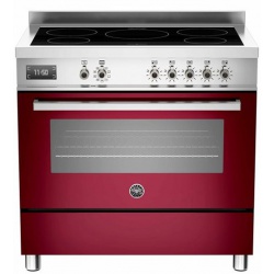 Aragaz Bertazzoni Profesional PRO905IMFESROT, 90x60 cm, inductie, 5 zone gatit, cuptor electric, rosu