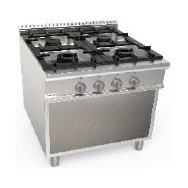 Aragaz profesional pe gaz CASTA LQ/KUG4BA.2P1M1G 19,9kW 900x900x850h