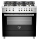 Aragaz Bertazzoni Profesional PRO906HYBSXT, 90x60 cm, gaz, 6 arzatoare, cuptor hibrid multifunctional, inox