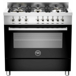 Aragaz Bertazzoni Profesional PRO906HYBSXT, 90x60 cm, gaz, 6 arzatoare, cuptor hibrid multifunctional, inox