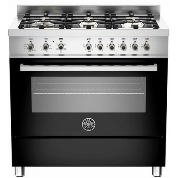 Aragaz Bertazzoni Profesional PRO906HYBSXT, 90x60 cm, gaz, 6 arzatoare, cuptor hibrid multifunctional, inox