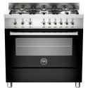 Aragaz Bertazzoni Profesional PRO906HYBSNET, 90x60 cm, gaz, 6 arzatoare, cuptor hibrid multifunctional, negru